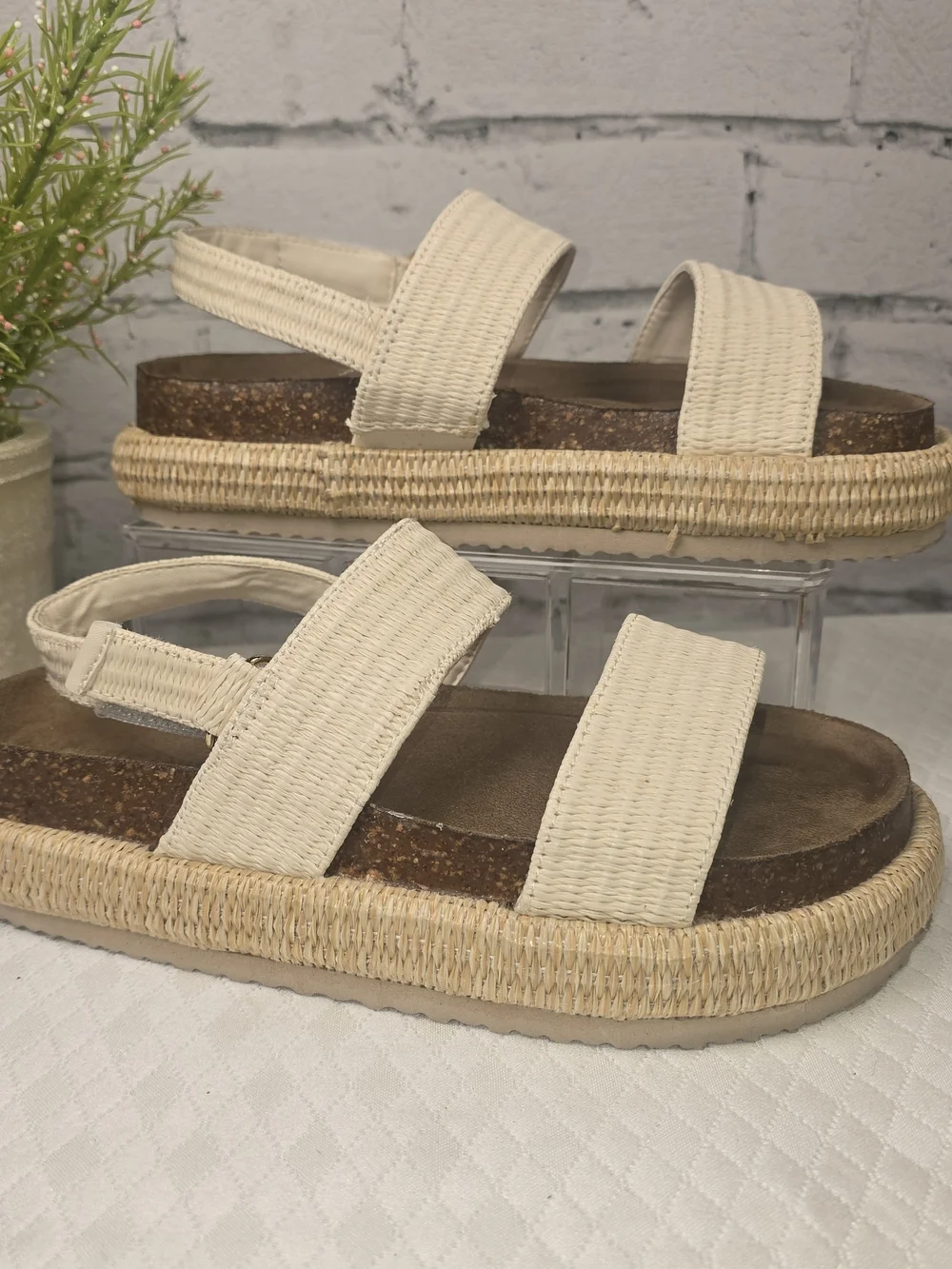 PIERRE DUMAS SLINGBACK PLATFORM SANDAL WOVEN CANVAS UPPER ESPADRILLE SOLE 7